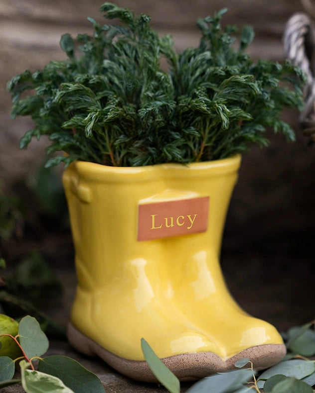 Pots & Planters - Personalised Small Yellow Welly Planter