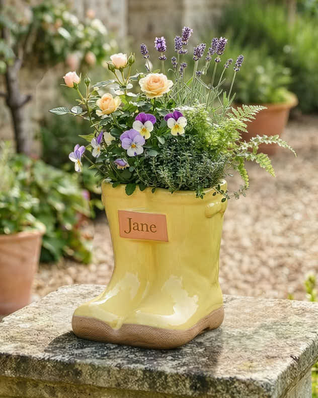 Pots & Planters Large - Personalised Welly Boot Planters