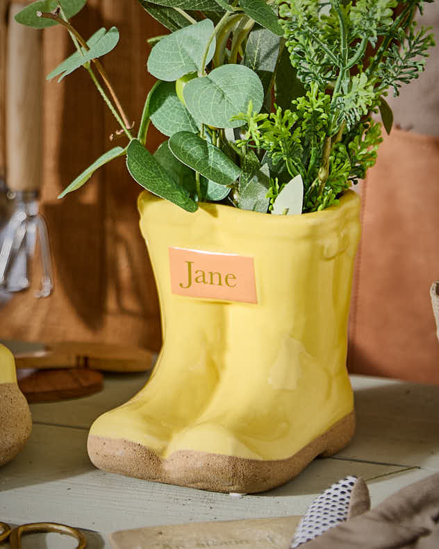 Pots & Planters - Personalised Small Yellow Welly Planter