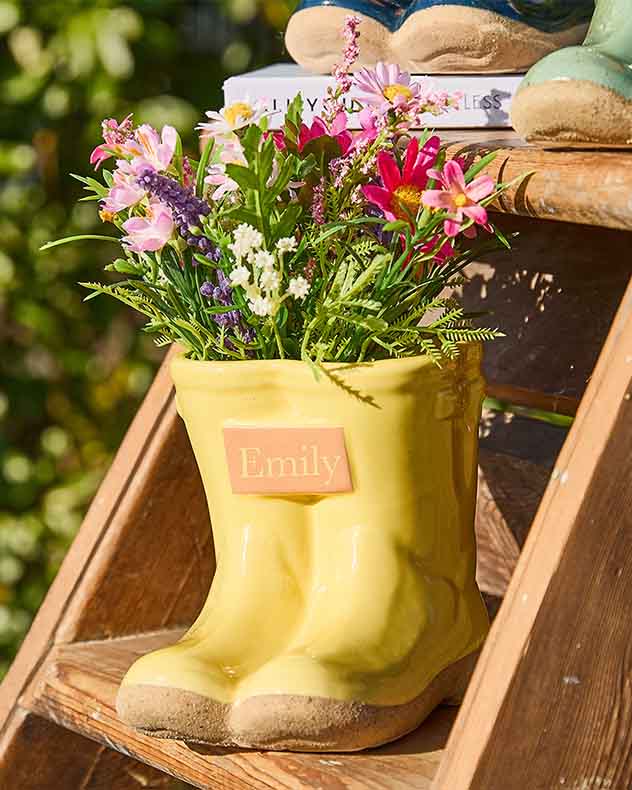 Personalised Small Summer Yellow Welly Planter