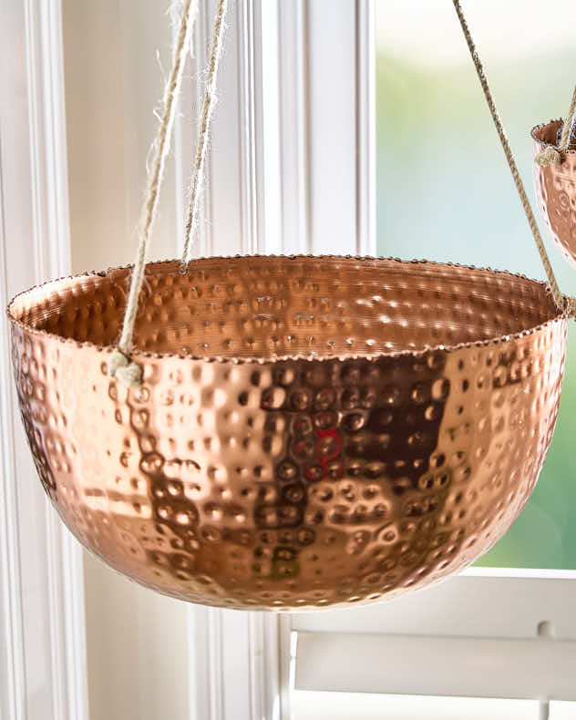 Set of 2 Copper Hanging Bucket Planters