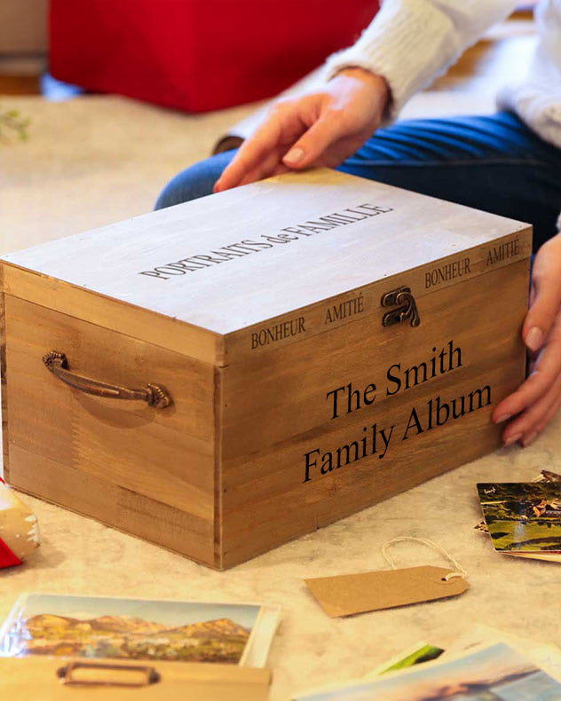 Personalised "Portraits De Famille" Wooden Photo Box