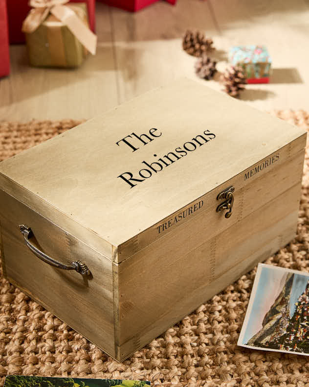 Personalised "Treasured Memories" Wooden Photo Box