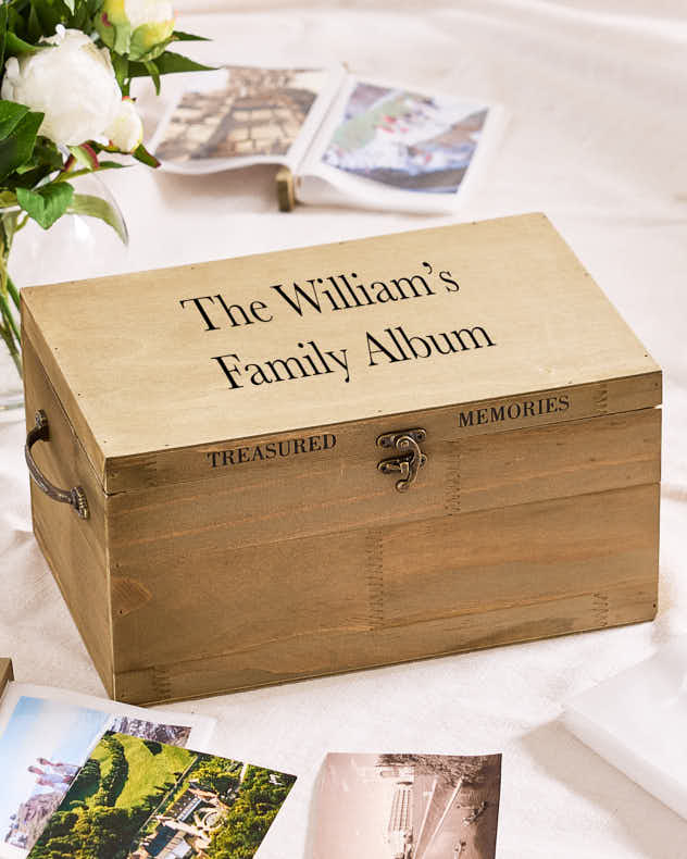 Personalised "Treasured Memories" Wooden Photo Box