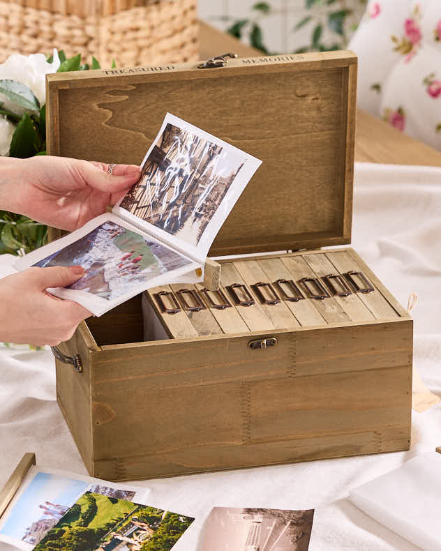 Personalised "Treasured Memories" Wooden Photo Box
