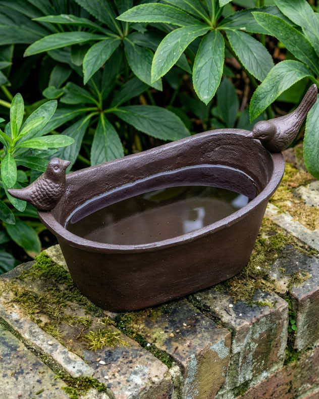 Cast Iron Roll Top Bird Bath Gift