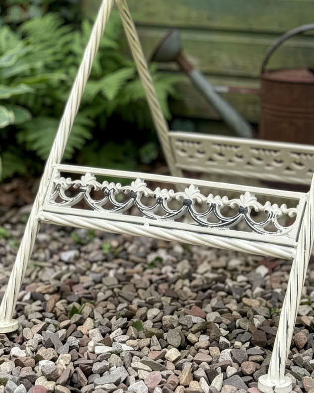 Outdoor Ivory Slatted Bistro Table