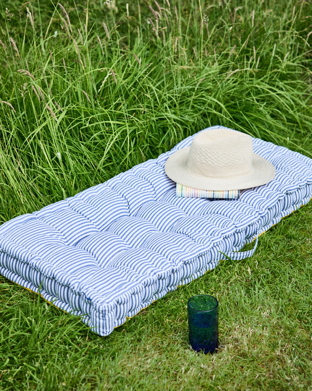 Blue Nautical Stripe Reversible Garden Bench Cushion