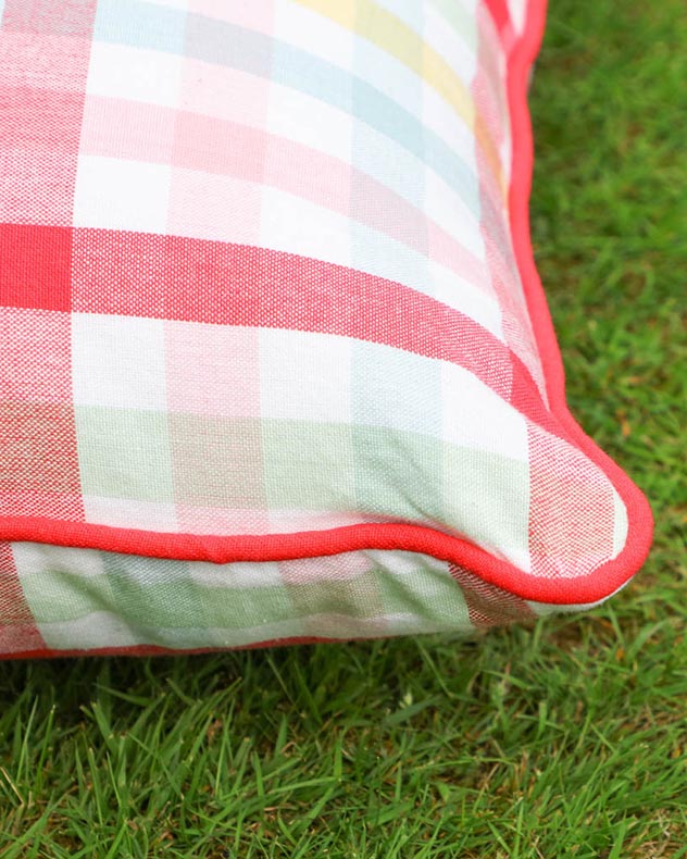 Pastel Gingham Garden Grass Cushion