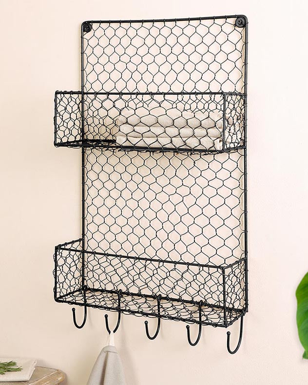 Farmhouse Wire Two Tier Wall Rack