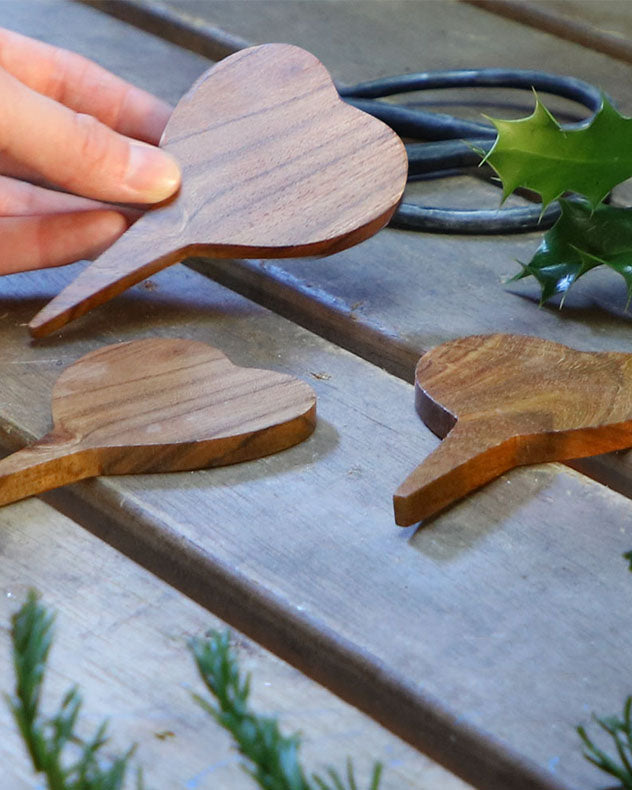 Pots &amp; Planters - Set of 3 Personalised Wood Heart Plant Markers