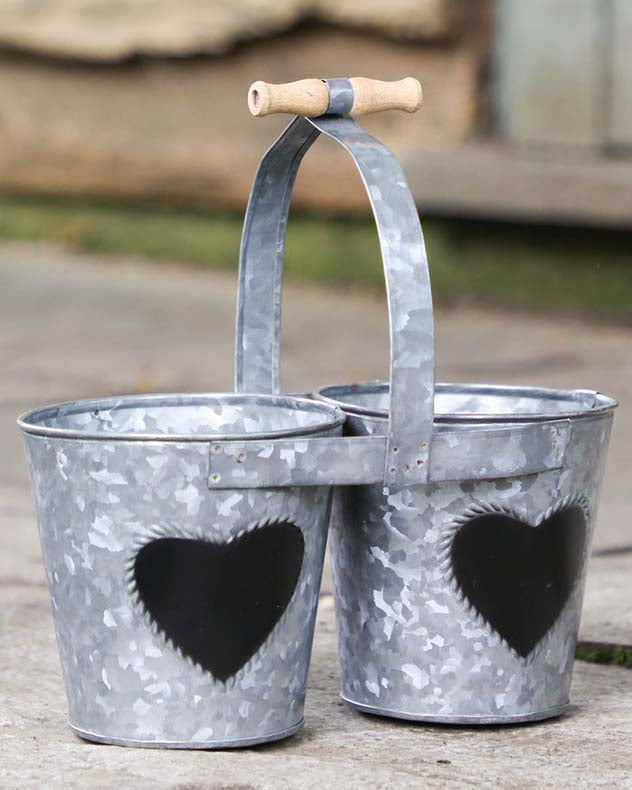 Vintage Zinc Double Kitchen Herb Bucket Planter
