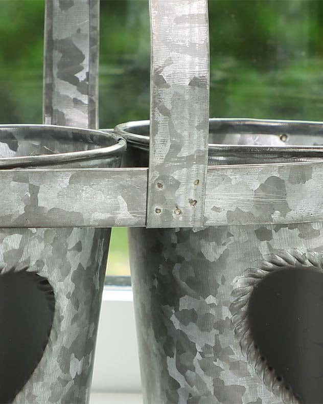 Vintage Zinc Double Kitchen Herb Bucket Planter