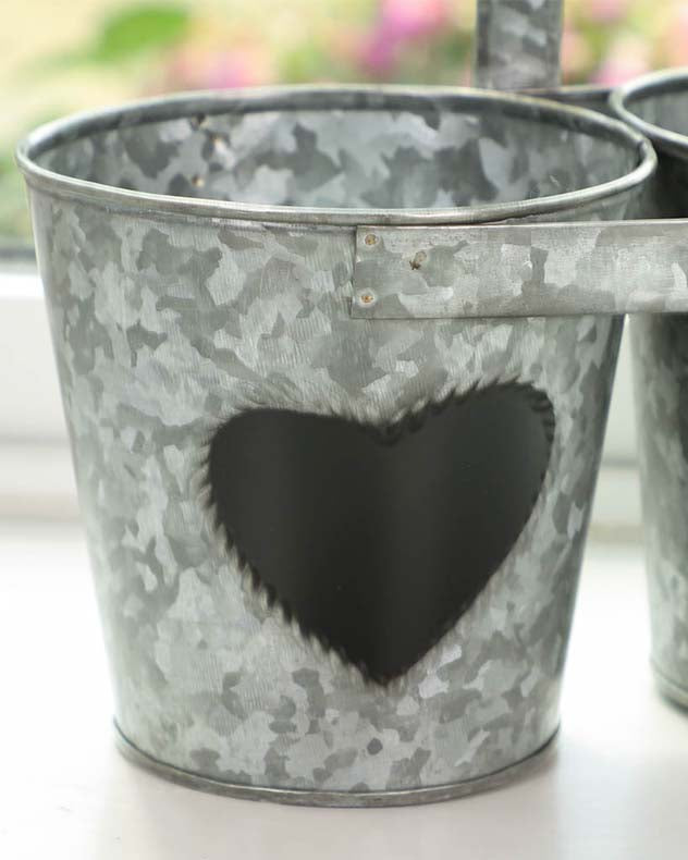 Vintage Zinc Double Kitchen Herb Bucket Planter