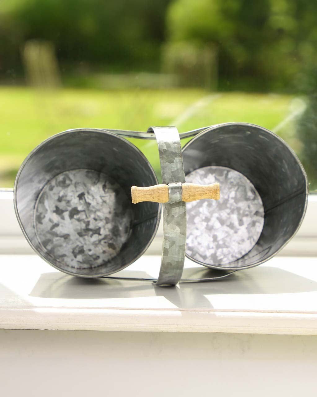 Vintage Zinc Double Kitchen Herb Bucket Planter