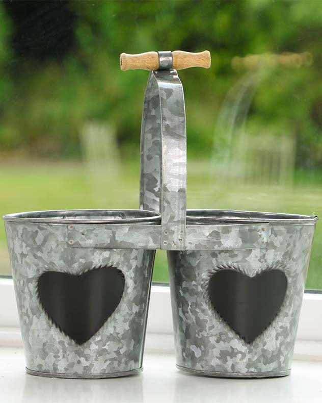 Vintage Zinc Double Kitchen Herb Bucket Planter