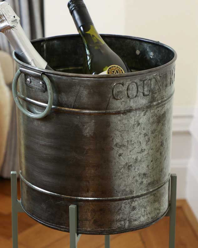 Embossed Ice Bucket on Stand with Tray