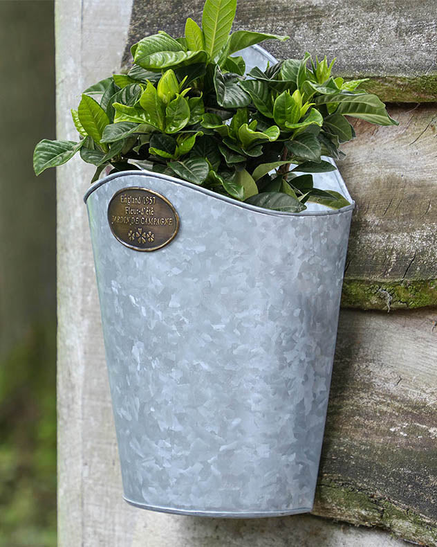 Country Garden Wall Hanging Planter with Brass Plaque