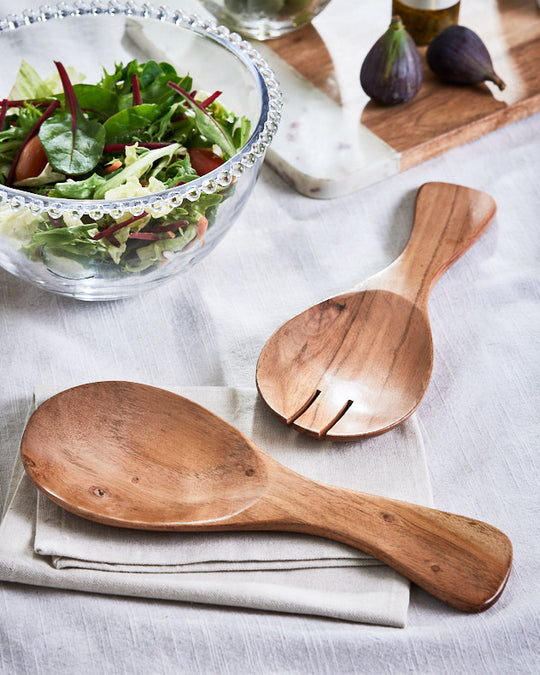 Couverts à salade en bois d'acacia