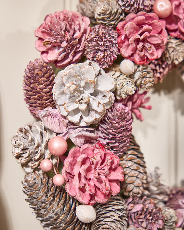 Couronne givrée rose perle