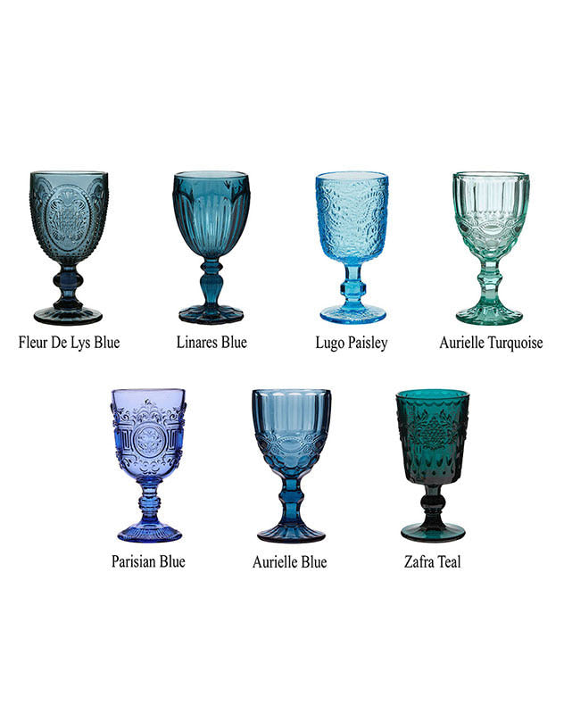 Moonlight Blue Mix and Match Wine Goblets