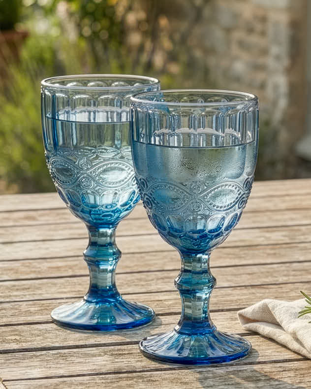 Wine Glasses Set of 4 - Aurielle Blue Wine Goblet