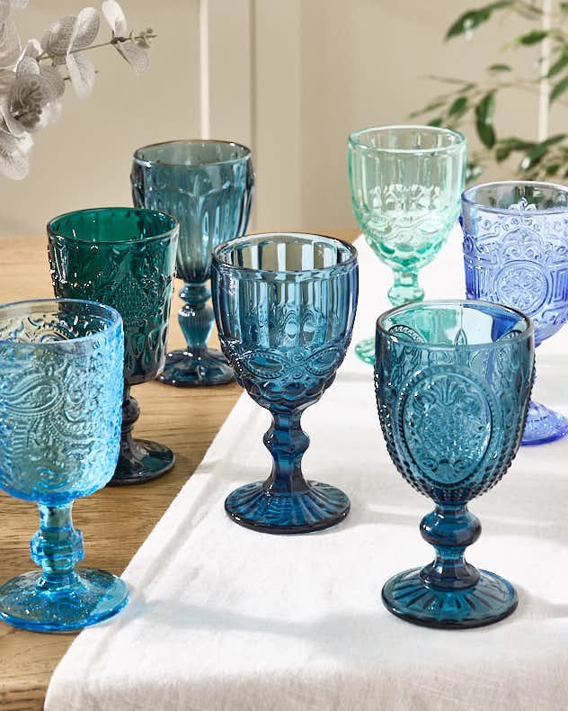 Moonlight Blue Mix and Match Wine Goblets