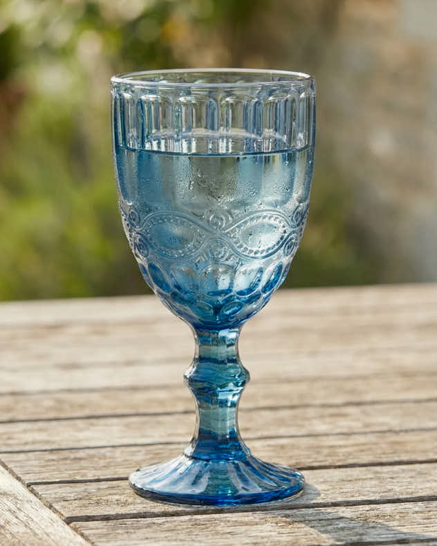 Wine Glasses Set of 6 - Aurielle Blue Wine Goblet