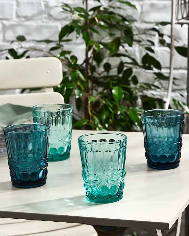 Aurielle Set of 12 Blue Glass Tumblers