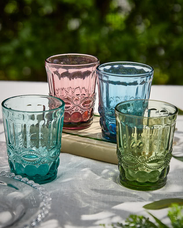 Palazzo Set mit 4 geprägten Glasbechern