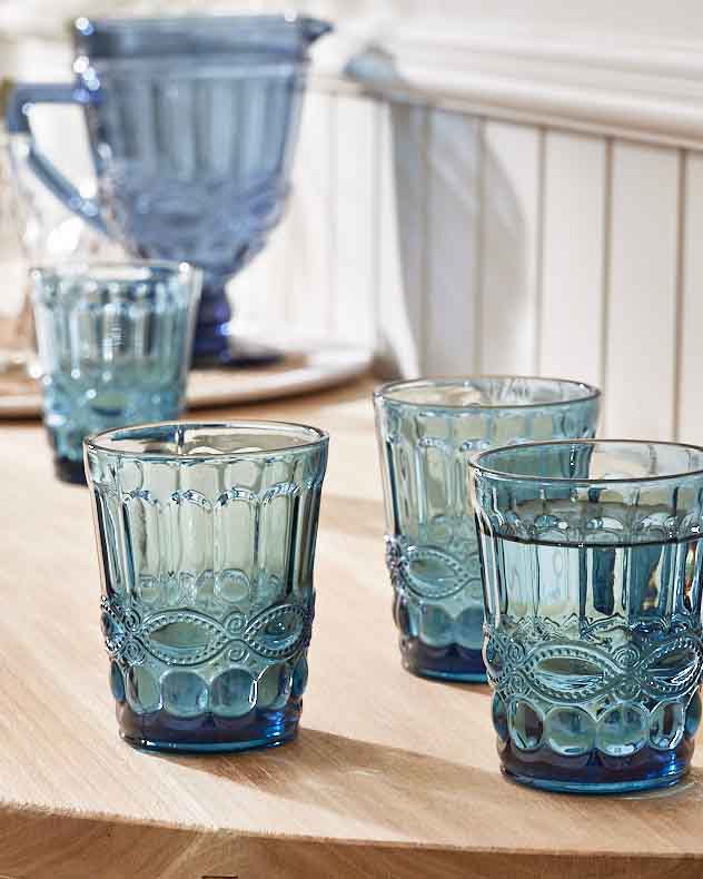 Single Blue Glass Tumblers - Aurielle Blue Tumbler