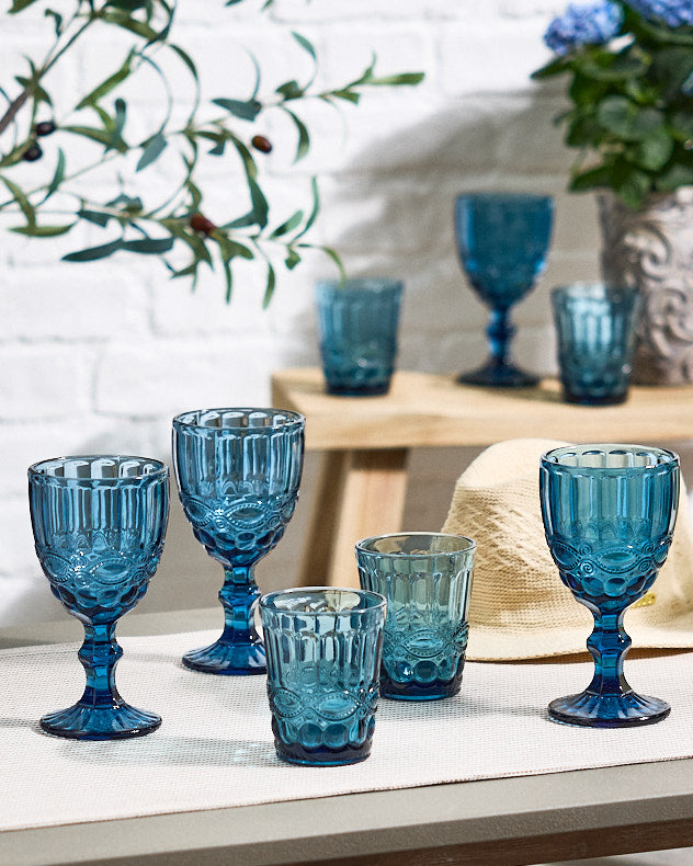 Aurielle Blue 8 Glassware Set