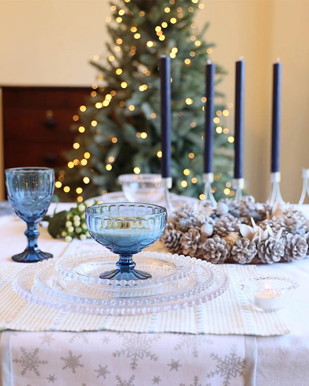 Blue Wine glass on table