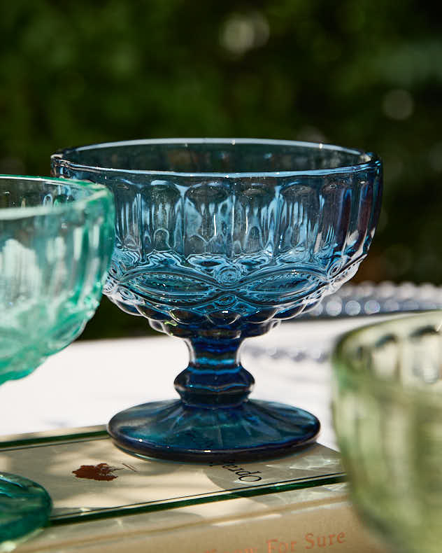 Set of 4 Footed Glass Dessert Bowls