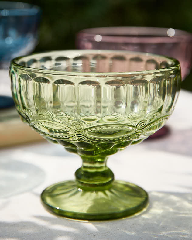 Set of 4 Footed Glass Dessert Bowls