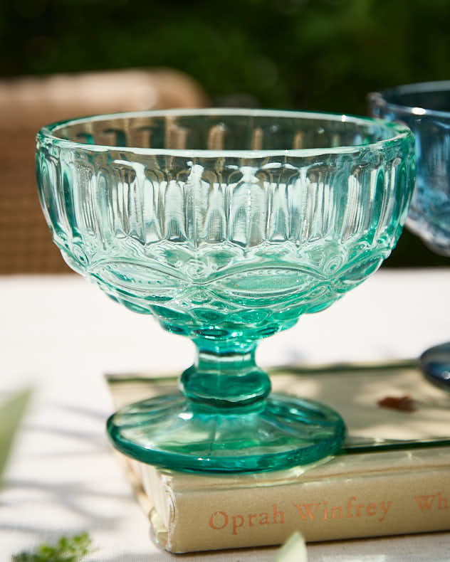 Set of 4 Footed Glass Dessert Bowls