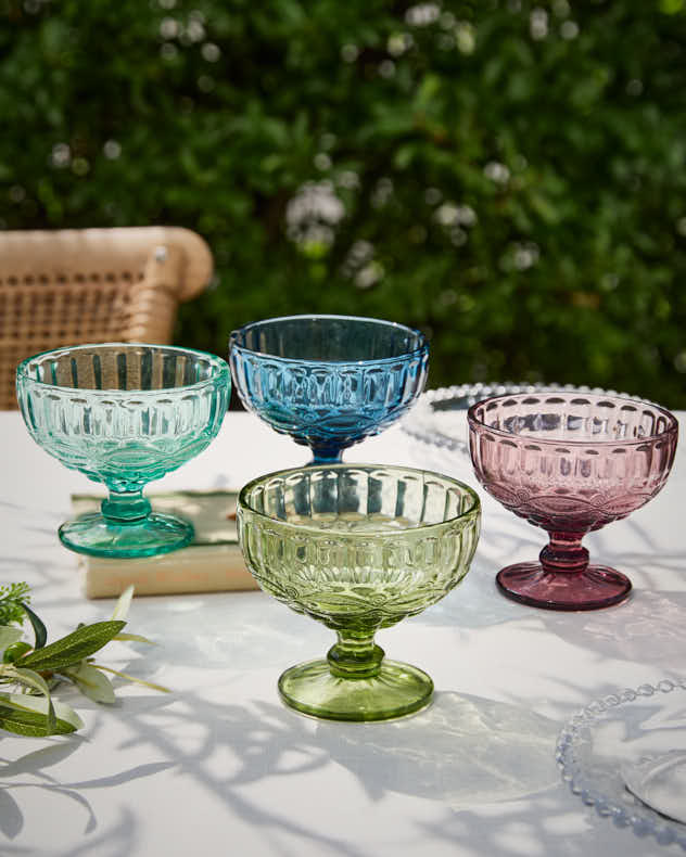 Set of 4 Footed Glass Dessert Bowls
