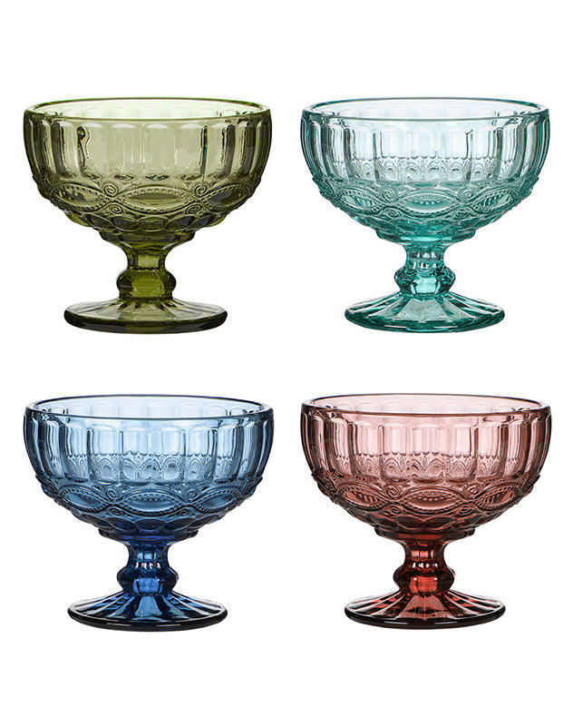 Set of 4 Footed Glass Dessert Bowls