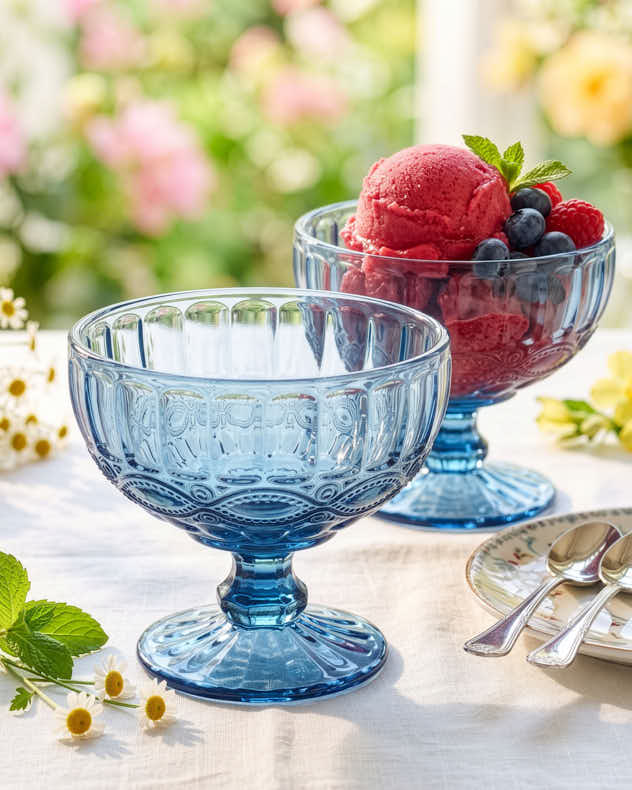 Aurielle Sapphire Glass Dessert Bowl