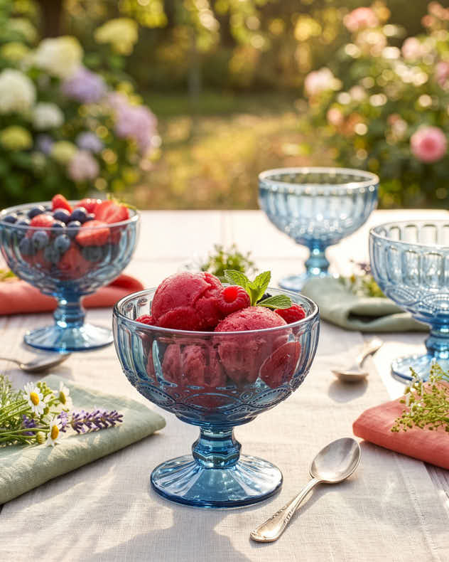 Aurielle Sapphire Glass Dessert Bowl