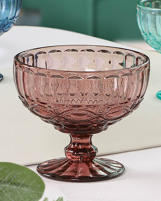 Aurielle Pink Glass Dessert Bowl