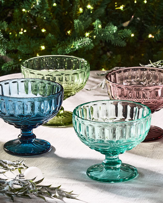 Set of 4 Footed Glass Dessert Bowls