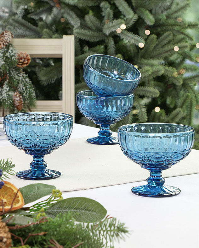 Aurielle Sapphire Glass Dessert Bowl