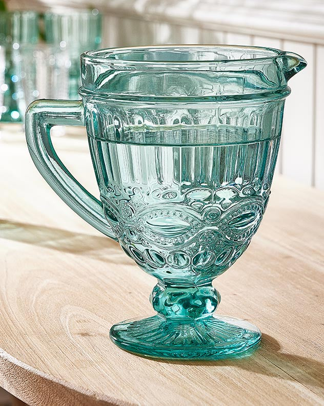 Turquoise Blue Glass Serving Jug