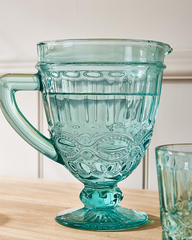 Turquoise Blue Glass Serving Jug