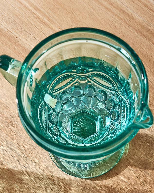 Turquoise Blue Glass Serving Jug