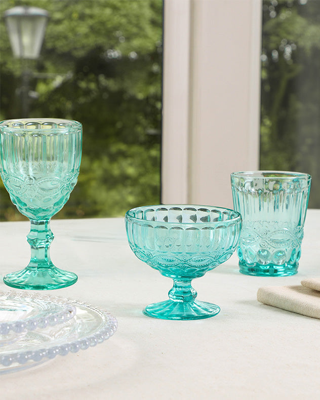 12 Piece Turquoise Glassware Set