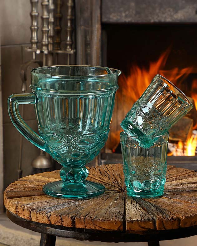 Terrifying Turquoise Pitcher & Set of 2 Tumblers