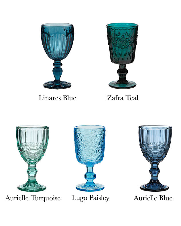 Moonlight Blue Mix and Match Wine Goblets