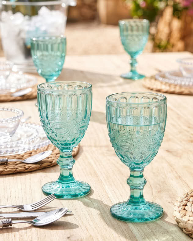 Wine Glasses - Aurielle Turquoise Wine Goblet